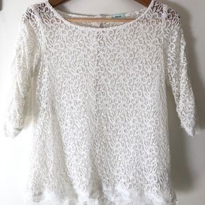 Urban Outfitters Ivory Lace Boatneck Top